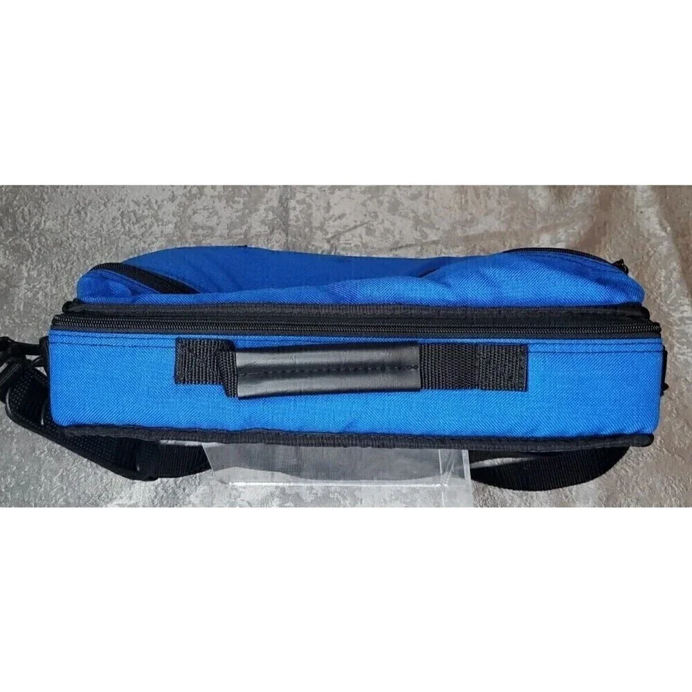 VTG LEBO Cassette Holder Padded Removeable Shell/Strap Blue Zip Pocket Holds 30